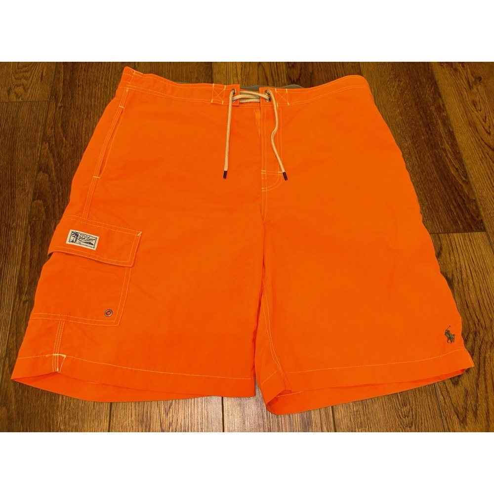 VTG Polo Ralph Lauren Swim Trunks Mens Large Orange Shorts 90's Retro Pony Read